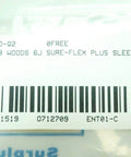 Label of TB Woods 6J Sure-Flex Plus Sleeve For 6J Industrial Shaft Cover in clear packaging, showing barcode and product details.