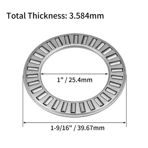 Diagram showing TC1625 Thrust Needle Roller Bearings With Washers Set 1 Inch Bore 1 9 Sixteenth Inch Outer Diameter Five Sixty Fourths Inch Width.