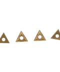 20Pcs TCMT110204 US735 Triangle Carbide Inserts tin-coated, shown front view, suitable for aluminum, steel, and stainless steel cutting.