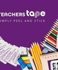 Teacher Tape Pads Double Sided Removable Foam Tape For Wall Mounting 96 Pieces Per Pack with pencils and erasers.