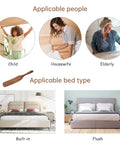 Teak Wood Mattress Lifter And Sheet Tucker Tool for Easier Bed Making with various user scenarios and bed types shown.