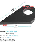Image of 2 Pc Tear Drop Hinge Plate and Weld Washer Set for Trailer Ramps and Doors Suitable for Dump Trailers Tailgates Offroad Applications Fits 1-1/2 Inch Shaft 3/8 Inch Hole Diameter 1-9/16 Inch Plate Low Carbon Steel Plain Finish, showing measurements and material details.