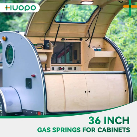36 Inch Gas Strut Replacement Set of 2 for Tonneau Covers Campers RV Beds Doors Hatches Storage Lids Boat Lids and More 60lb Lift Support 267N ML2460 Heavy Duty Beefy Easy Install for Smooth Lifting installed in camper cabinet