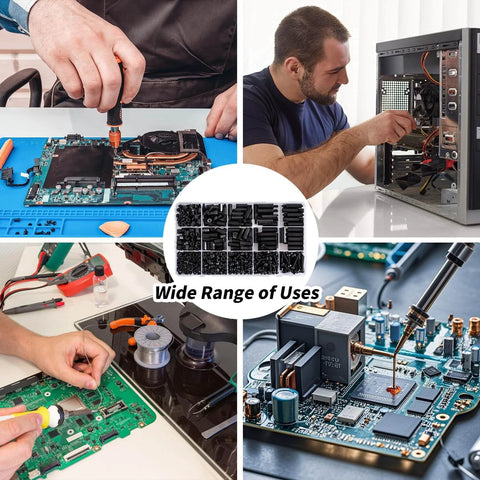 580 PCS M3 Black Nylon Standoff Kit with Spacers, Screws, and Nuts used in various electronics and computer builds