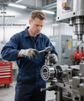 Engineer working with 608 Ball Bearing Set for Skateboard 20 Pcs 8x22x7mm 2RS Double Rubber Sealed Precision Bearings in a workshop