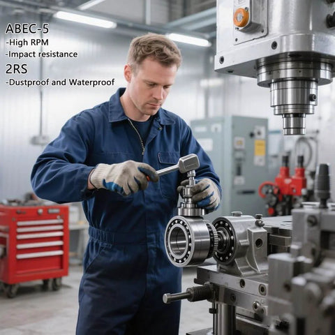 Engineer working with 608 Ball Bearing Set for Skateboard 20 Pcs 8x22x7mm 2RS Double Rubber Sealed Precision Bearings in a workshop