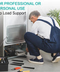 Person using Beefy 200 Pack 8 Inch Composite Plastic Shims for leveling a home appliance in a professional setting.