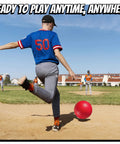 Person playing kickball with 10 Inch Kickball Playground Balls - (Pack of 6) Inflatable Rubber Indoor Outdoor Bouncy Balls for Adults & Kids