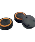 Three Piece Anti Vibration Suppression Pads for Telescope Mounts with 7.6 Cm Diameter Improves Stability by Absorbing Tripod and Nearby Vibrations Portable Lightweight Set for Cameras and Telescopes showing round black and orange pads.