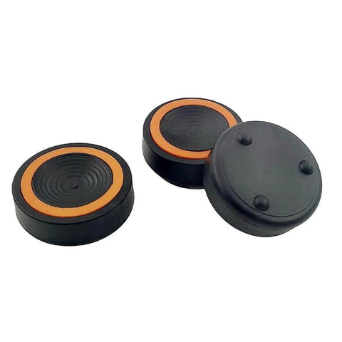 Three Piece Anti Vibration Suppression Pads for Telescope Mounts with 7.6 Cm Diameter Improves Stability by Absorbing Tripod and Nearby Vibrations Portable Lightweight Set for Cameras and Telescopes showing round black and orange pads.
