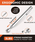Close-up of telescopic extension rod from Four piece telescoping magnetic pickup tool set showing ergonomic design and super strong magnets.