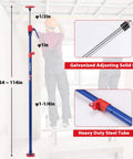 Cabinet Jack Support Pole, 54-114 Inches Steel Telescopic Quick Support Rod Adjustable 3rd Hand Support System, 154 lbs capacity.