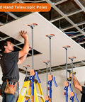 Men using ✝️ 2PK Adjustable Telescopic Support Pole, 54-115 inch Cabinet Jack, Heavy Duty 3rd Hand Support System for drywall installation.