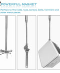 Telescoping magnetic pickup tool lifting metal items with 15 lb magnet and S hook, extends from 13.75 in to 120 in for effortless reach.