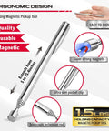 Close-up of a telescoping pen tool from the Six piece telescoping magnetic pickup tools set offering super strong magnets.