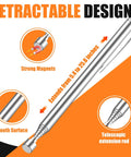 4-Piece Telescoping Magnetic Pickup Tool Set with retractable design, 40lb pull, 30in reach, stainless steel, non-slip grip.