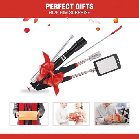 Effortlessly retrieve metal parts from tight spaces with this 5 piece telescoping magnetic pickup tool set for gifts.