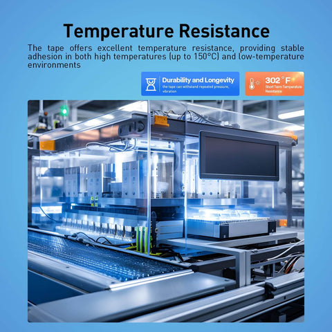 Heavy Duty Double Sided Tape 9495LE used in an electronic manufacturing environment showcasing temperature resistance feature