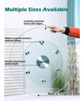 22.8 inch tempered glass lazy susan rotating serving tray, showcasing hand-polished edges and wheel-assisted rotation.
