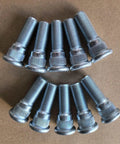 Ten-pack rear wheel studs with 1/2-20 threads, 0.668 inch knurl, and 1.75 inch length, a heavy-duty replacement