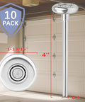 Ten Pack Four Inch Stem Steel Garage Door Rollers For Two Inch Garage Track With Ten Ball Bearings Quiet Durable High Load Commercial Wheels And Precision Bearings Standard OEM Size For Residential Doors with dimensions shown