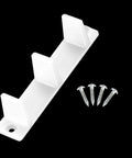 White durable replacement rails Ten Piece Plastic Sliding Closet Door Floor Guide Set Bottom Track Mount Bypass For Wardrobe Doors Four And Three Sixteenth Inches shown with screws on black background.