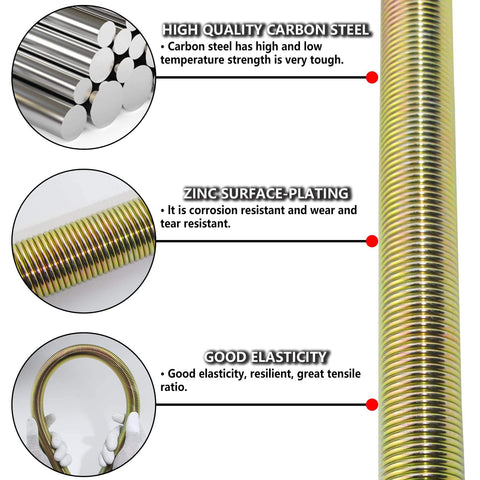 Close-up view of Two Pack 25 Inch Heavy Duty Tender Spring Kit showcasing carbon steel construction and zinc surface plating.