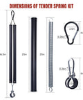 Dimensions of 25 Inch Double Tender Spring Kit for Semi Trucks and Trailers Heavy Duty Air Line Hose Tender with components shown