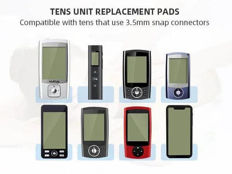 Unit Electrode Pads NURSAL 20 Pack 3.5mm Snap EMS Replacement Pads for Electrotherapy, compatible TENS machines display
