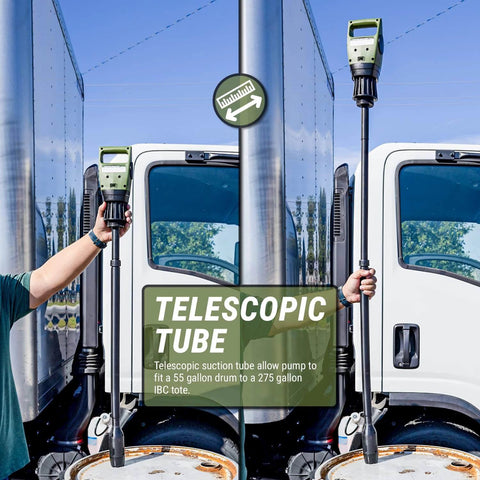 Image of TERA PUMP - Electric 55 Gallon Drum Pump, telescopic tube adjustment, suitable for 55 gal drums and 275 gal totes.