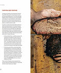 Open book showing barbecue meat slices with recipes from Texas Style Live Fire Grilling And Smoking At Home A Cookbook