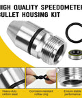 Bullet Speedometer Gear Sleeve Housing Kit for TH350 Transmission With O Ring and Metal Wrapped Seal 3 Piece Set Leak Proof Tail Housing 0.89 Inch Hole Compatible With 17 to 22 Tooth Gears and 22 to 25 Tooth Muncie Gears shown with components including sleeve, O-ring, and seal.