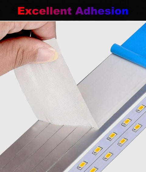 Person applying 0.5 Inch By 66 Feet Heavy Duty Thermal Double Sided Tape With Industrial Grade Silicone Adhesive For High Heat to LED strip