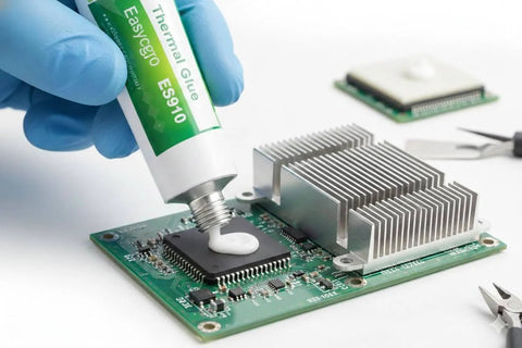 Applying Thermal Glue 30G Silicone Thermal Conductive Adhesive For GPU VRM VRAM LED Heatsink IC Chips on a circuit board
