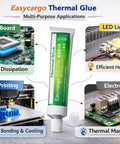 Tube of Thermal Glue 30G Silicone Thermal Conductive Adhesive For GPU VRM VRAM LED Heatsink IC Chips Non Conductive Permanent Bonding alongside PCB and 3D printing applications.