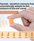 NRR 33dB Foam Ear Plugs With Cord Individually Packed 100 Pairs Per Box For Work And Construction Sites Bright Orange shown adapting for ear canals