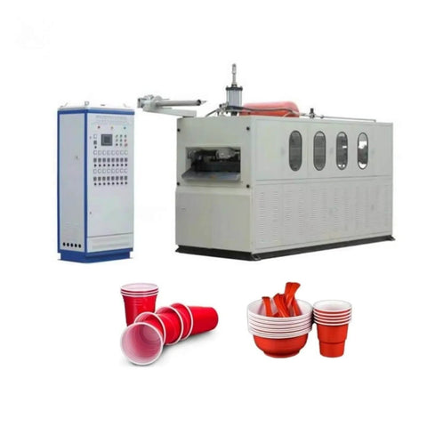 Heavy Duty Disposable Plastic Cup Making Machine With Fully Automatic Thermoforming System And In Mold Cutting