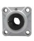 Front view of Single 1-1/4 in (31.75 mm) 4-Bolt Flange Thermoplastic Housing for Shaft Mount , Accu-Loc Concentric Collar, Sealed Ball Bearing Insert
