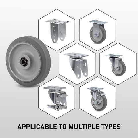 5 Inch Thermoplastic Rubber Caster Wheels Set Of Four With Heavy Duty Precision Bearings Non Marking Floor Friendly Caster Wheels