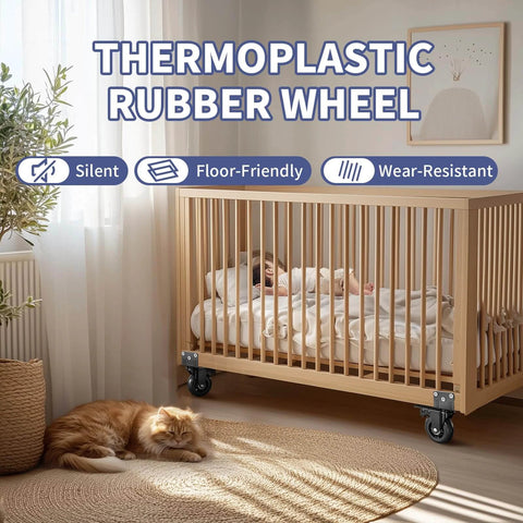 Crib with 4 Inch Side Mount Plate Caster Wheels L Shaped Heavy Duty Set of 4 with Brake 360 Degree Swivel Locking Castors