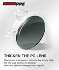 Thick polycarbonate lens with UV and IR protection for Welding Safety Glasses ANSI Z87 IR Shade 5 Wraparound Lenses UV Protection.