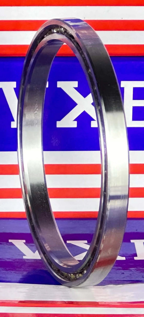 2-1/2" x 3" x 1/4" Thin Slim Section Ball Bearing VA025CP0 close-up view showing chrome steel and open design.