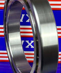 VG045CP0 Thin Section Bearing 4-1/2" x 6-1/2" x 1 inch in chrome steel with brass cage, side view.