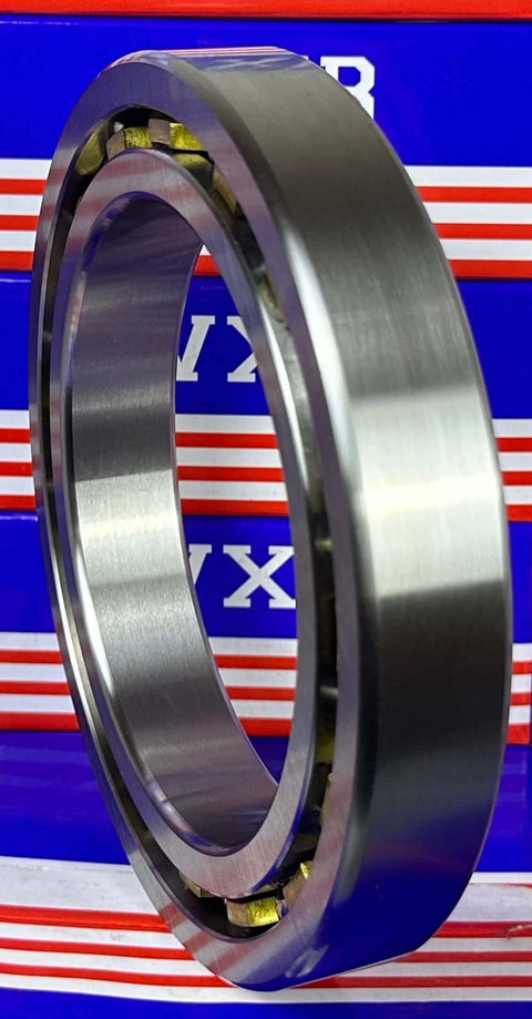 VG045CP0 Thin Section Bearing 4-1/2" x 6-1/2" x 1 inch in chrome steel with brass cage, side view.