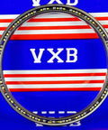 Thin Section Bearing 4" x 4-5/8" x 5/16" inch VB040CP0 displayed against a blue background with red stripes.