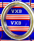 VF050CP0 Thin Section Bearing 5x6 1/2" x 3/4" inch close-up view showing chrome steel and brass cage design.