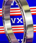 VF047CP0 Thin Section Bearing 4-3/4" x 6-1/4" x 3/4" inch, chrome steel ball bearing, side view.