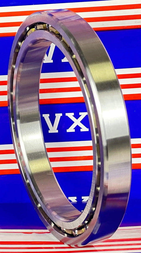 VF047CP0 Thin Section Bearing 4-3/4" x 6-1/4" x 3/4" inch, chrome steel ball bearing, side view.