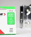 Thin Wire Staples For Upholstery And Crafts Staplers One Quarter Inch Leg And Seven Sixteenth Inch Crown Grey 1000 Pack with stapler