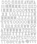 Alphanumeric Tiny Type Upper Thinlits Die Set 123 Pack For Cardmaking Journaling And Scrapbooking on white background